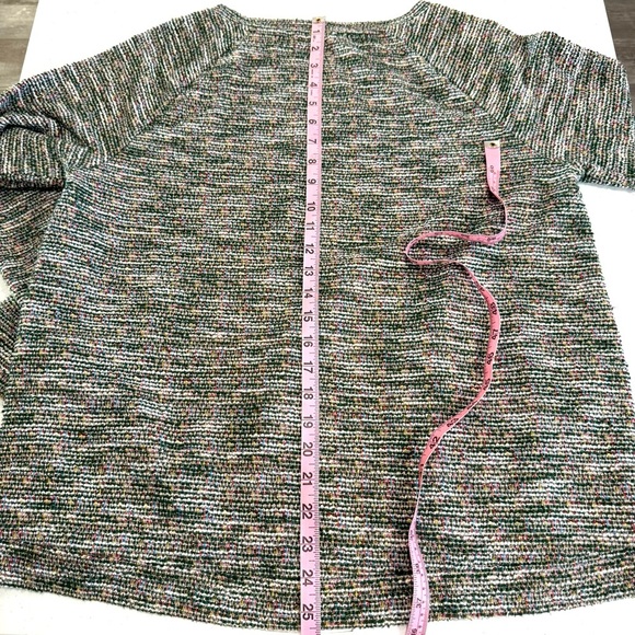 LOFT Boucle Sweatshirt Rainbow Gathered Hem Long Sleeve Women’s Size Large - Picture 5 of 12
